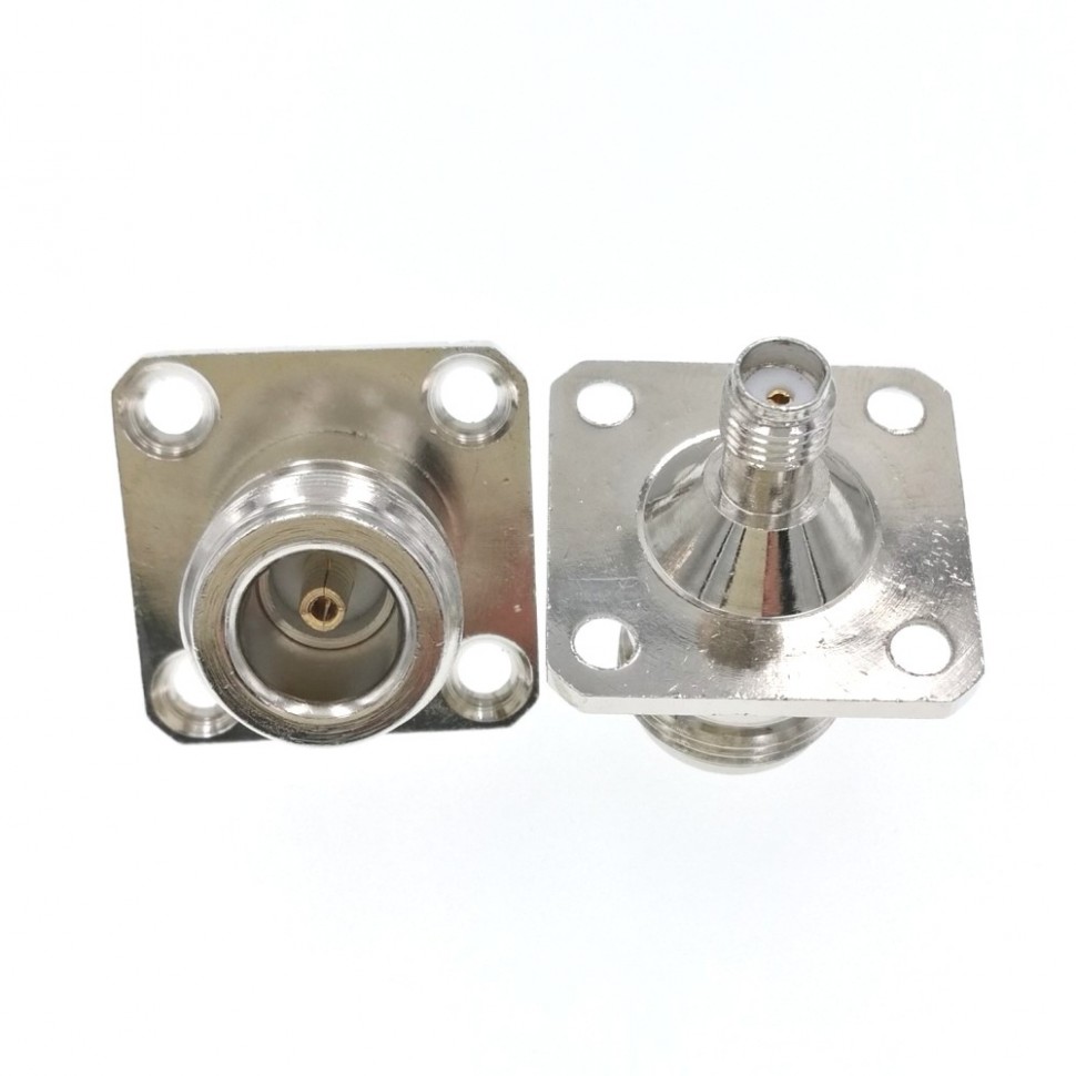 ВЧ-адаптер SMA(female)-N(female) для установки на корпус под 4 винта 25x25мм