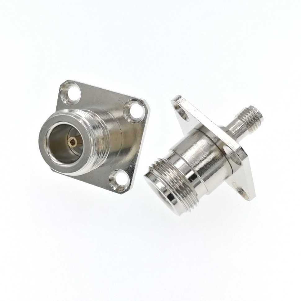 ВЧ-адаптер SMA(female)-N(female) для установки на корпус под 4 винта 25x25мм