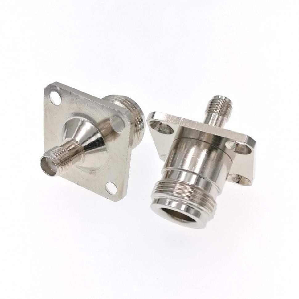 ВЧ-адаптер SMA(female)-N(female) для установки на корпус под 4 винта 25x25мм