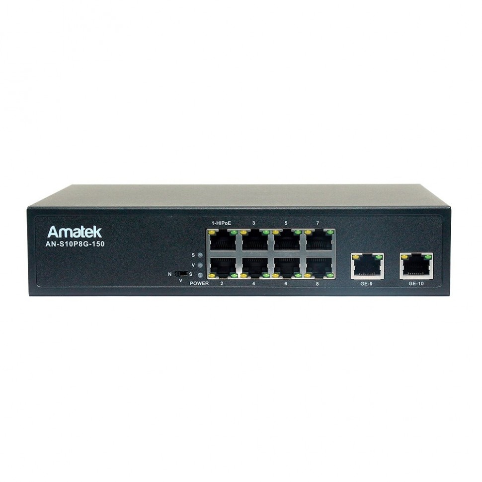AN-S10P8G-150 - 10-портовый 100/1000 Мбит/с коммутатор с HiPoE до 150Вт