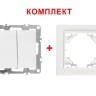 Выключатель двухклавишный, встраиваемый в рамку, 10A, IP20, белый NETKO Optima Electric (1шт.) + 1-х постовая рамка 5 шт