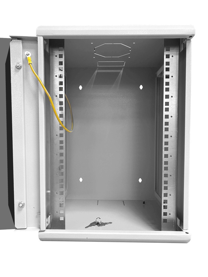 Шкаф настенный 10 9U серия COMPACT (320х315х465), передняя дверь стекло, серый, Netko