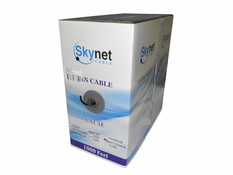 Кабель Skynet Premium UTP4 cat.5е, одножильный, Cu, Проходит Fluke тест, для наружных работ, черный 100м