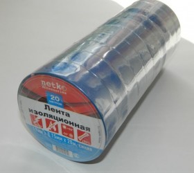 Изолента (лента изоляционная) 15мм х 20м, синяя, Netko, 10шт