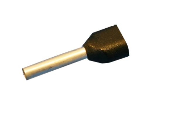 Штыревой втулочный кабельный наконечникTE 1512 (НШВИ F=12мм) 2х1,5мм2 , изолированный, черный, 100шт., NETKO Optima 5шт