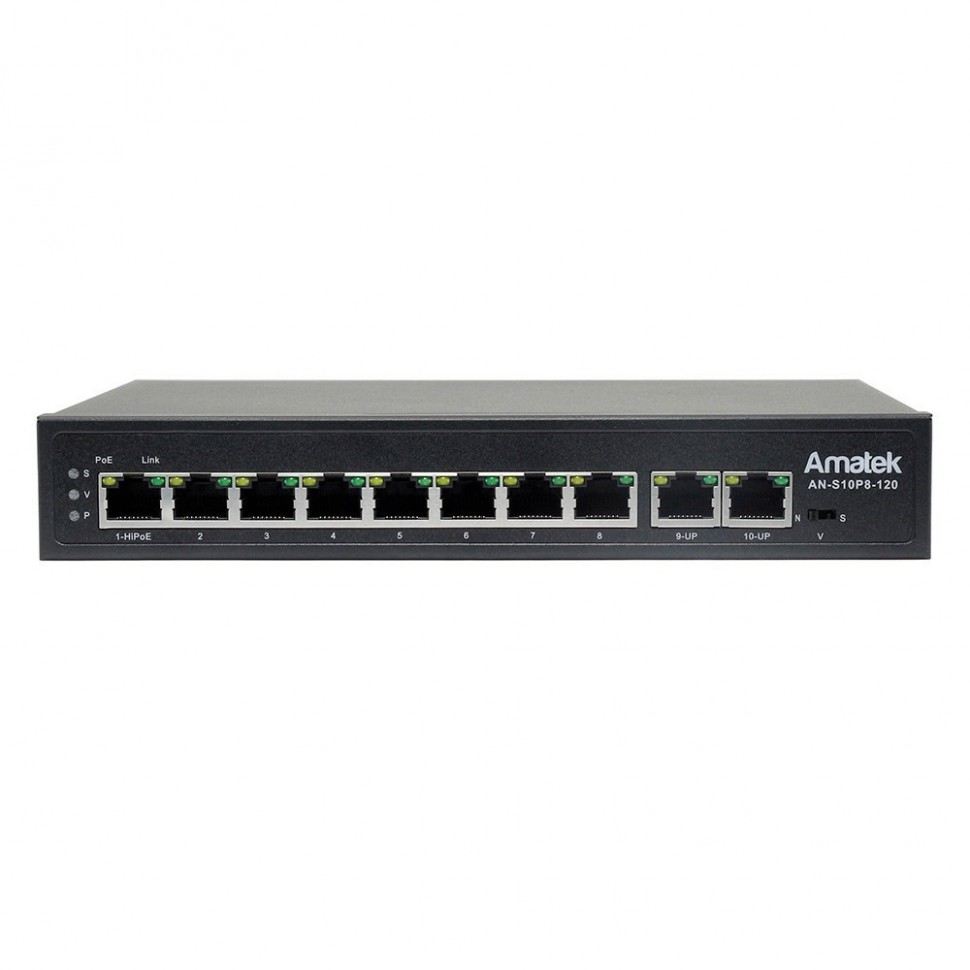 AN-S10P8-120 - 10-портовый 100 Мбит/с коммутатор с HiPoE/PoE+ до 120Вт
