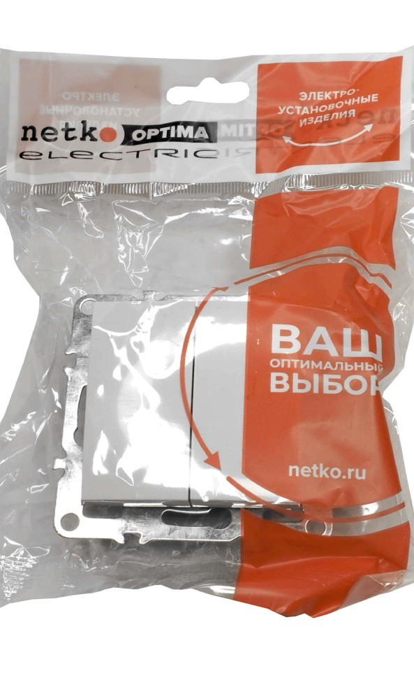 Выключатель двухклавишный, встраиваемый в рамку, 10A, пластик, IP20, цвет белый NETKO Optima Electric 10 шт