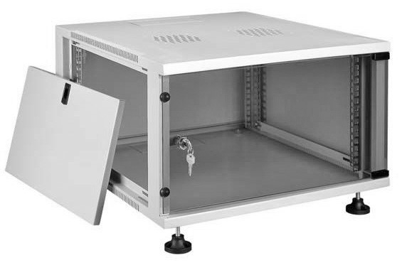 Шкаф настенный 12U серия NGQ (540х450х580), передняя дверь стекло, собранный, серый S Netko