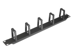 Кабельный органайзер 19, 1U, металлический, 5 пласт. колец, черный SB