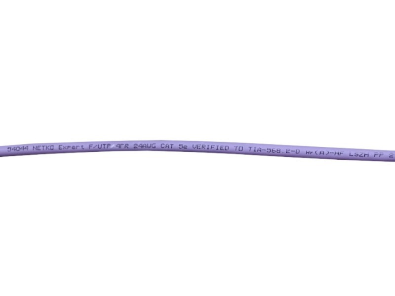 Кабель F/UTP 4 (FTP4) cat.5e, 4 пары 24 AWG BC, экранированный, нг(А)-HF LSZH - малодымный, не содержащий галогенов; фиолетовый; одножильный, FLUKE TEST, NETKO Expert СКС 305м