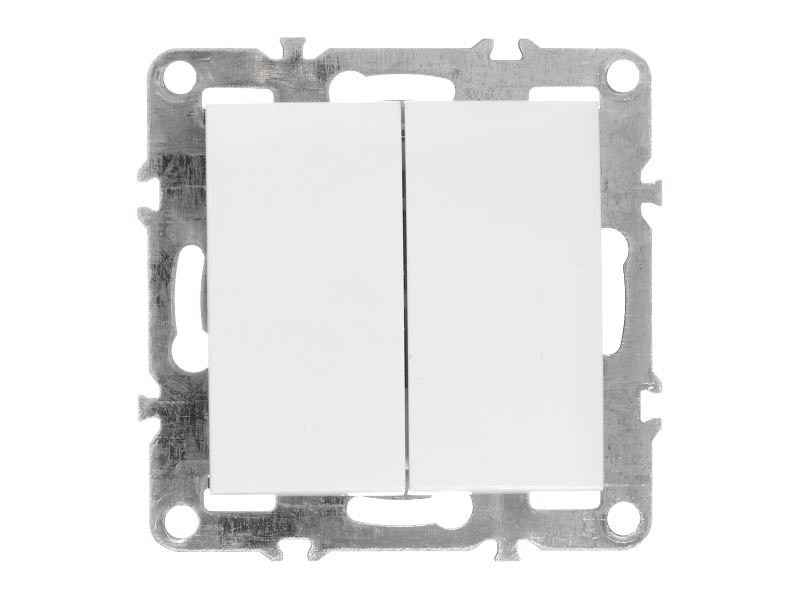 Выключатель двухклавишный, встраиваемый в рамку, 10A, пластик, IP20, цвет белый NETKO Optima Electric 20 шт