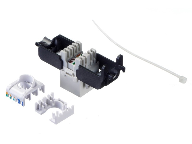 Модуль Keystone неэкранированный, RJ45, cat.6А, 180°, 110/Krone тип, под инструмент/ без инструмента, KE, белый, NETKO Expert CKC