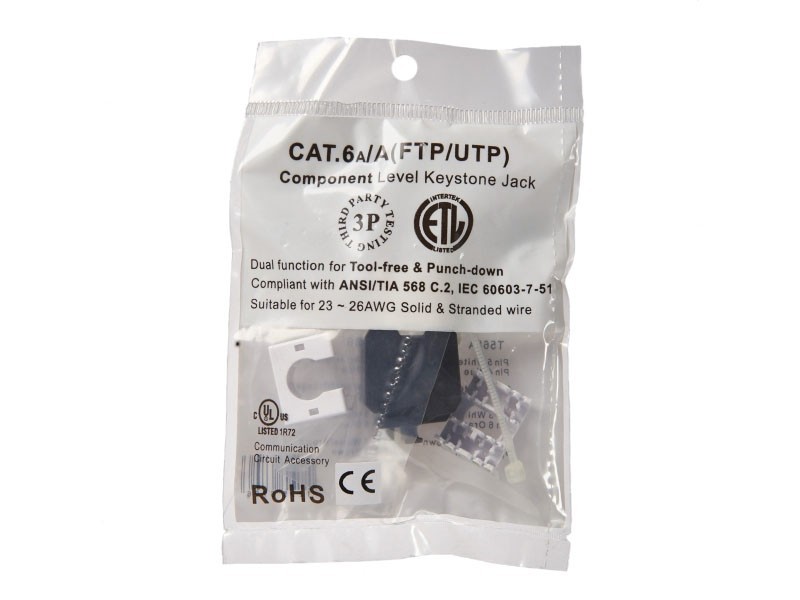 Модуль Keystone неэкранированный, RJ45, cat.6А, 180°, 110/Krone тип, под инструмент/ без инструмента, KE, белый, NETKO Expert CKC