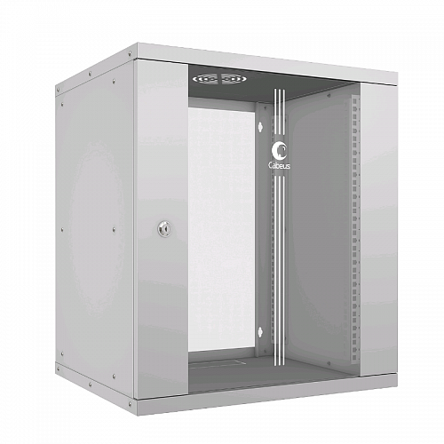 Шкаф телекоммуникационный настенный 19 12U, серия LIGHT разборный, дверь стекло, цвет серый