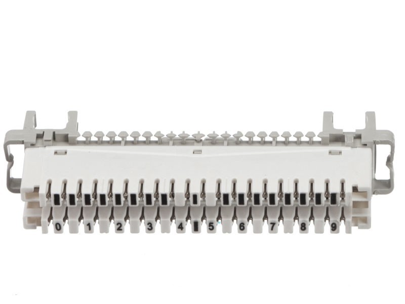 Плинт LSA Profil размыкаемый, ABS, 10 пар, металлические контакты, универсальный, нумерация (0-9), бело-серый NETKO Optima 5шт