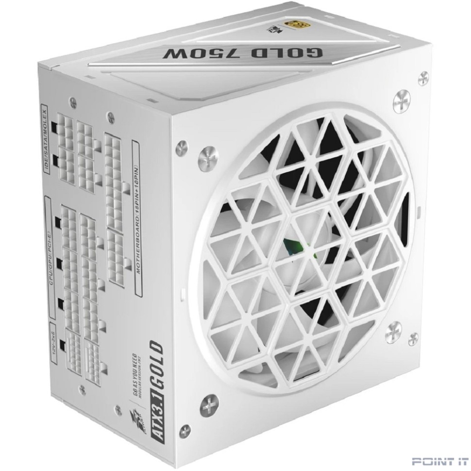 1STPLAYER NGDP GOLD 750W White / ATX 3.1, APFC, 80 PLUS Gold, LLC+DC-DC, full Japan solid-state caps, 120mm fan, full modular / HA-750BA4-WH
