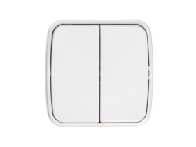 Выключатель накладной двухклавишный, 10A, пластик, IP20, цвет белый NETKO Optima Electric