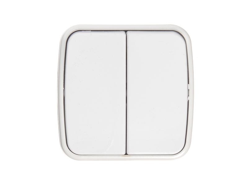 Выключатель накладной двухклавишный, 10A, пластик, IP20, цвет белый NETKO Optima Electric