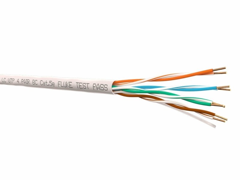 Кабель LC UTP4 cat.5е, одножильный, Cu, Проходит Fluke тест, серый 20м