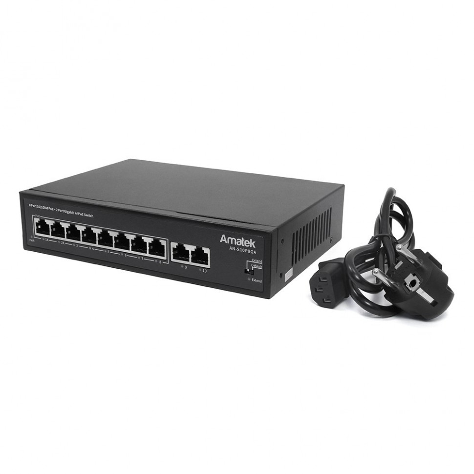 AN-S10P8GA - 10-портовый 100/1000 Мбит/с коммутатор с PoE+ до 120Вт