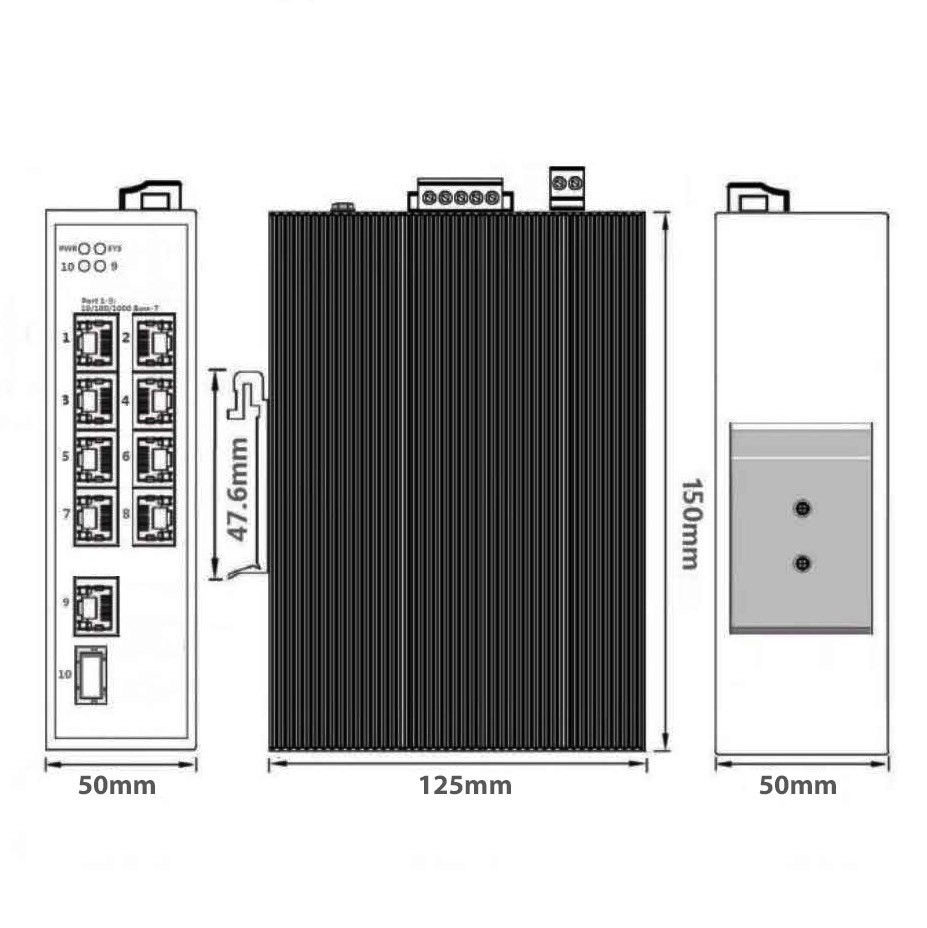 AN-SX10P8A - промышленный 10-портовый коммутатор с PoE до 240Вт
