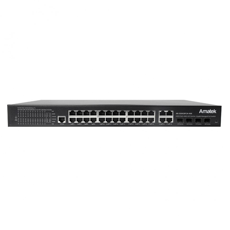 AN-SGM28P24-400 - 28-портовый управляемый L2+ гигабитный коммутатор с PoE до 400Вт