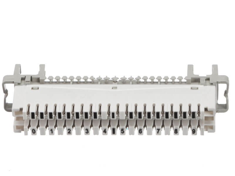 Плинт LSA Profil размыкаемый, ABS, 10 пар, металлические контакты, универсальный, нумерация (0-9), бело-серый NETKO Optima L 10шт