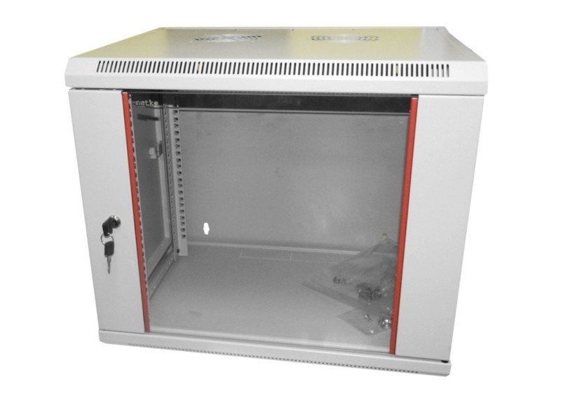 Шкаф настенный 12U серия WM (570х600х635), передняя дверь стекло, разборный, серый Netko