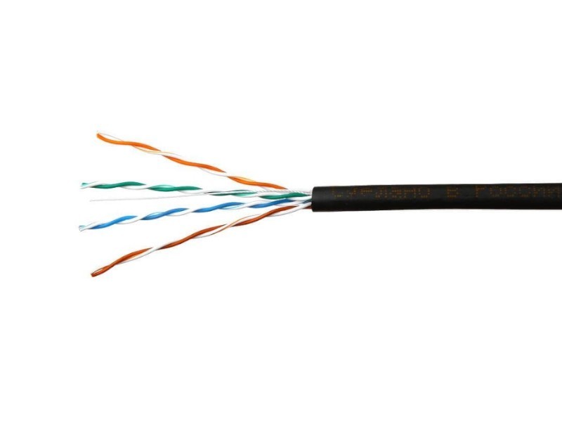 Кабель Skynet Premium UTP4 cat.5е, одножильный, Cu, Проходит Fluke тест, для наружных работ, черный 305м