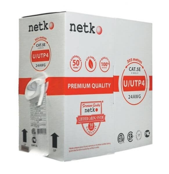 Кабель U/UTP4 cat.5e, 4 пары 24 AWG BC, синий, одножильный, FLUKE TEST, NETKO Expert СКС 40м