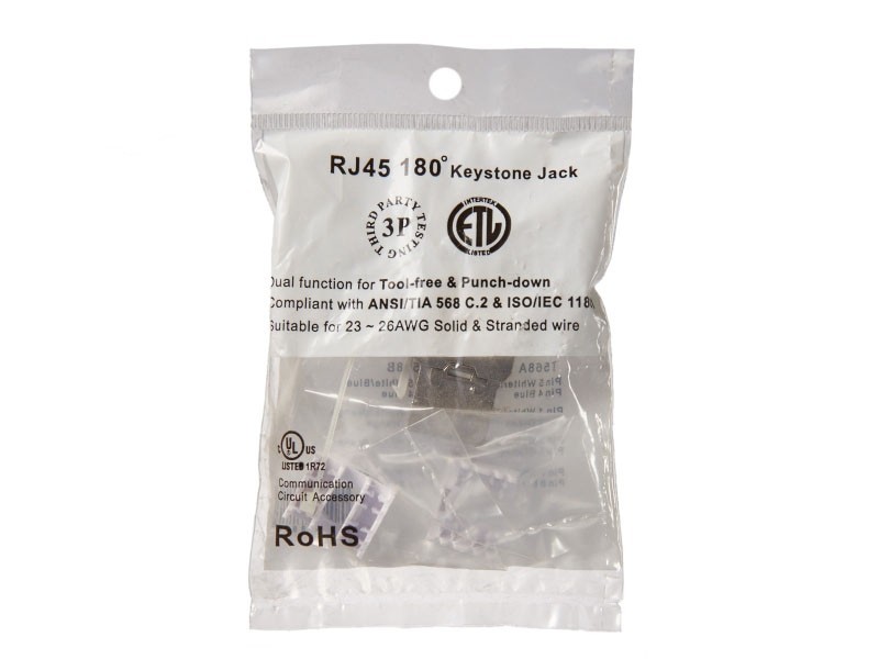 Модуль Keystone экранированный, RJ45, cat.5e, 180°, 110/Krone тип, без инструмента, KE, металлик, NETKO Expert CKC 2шт