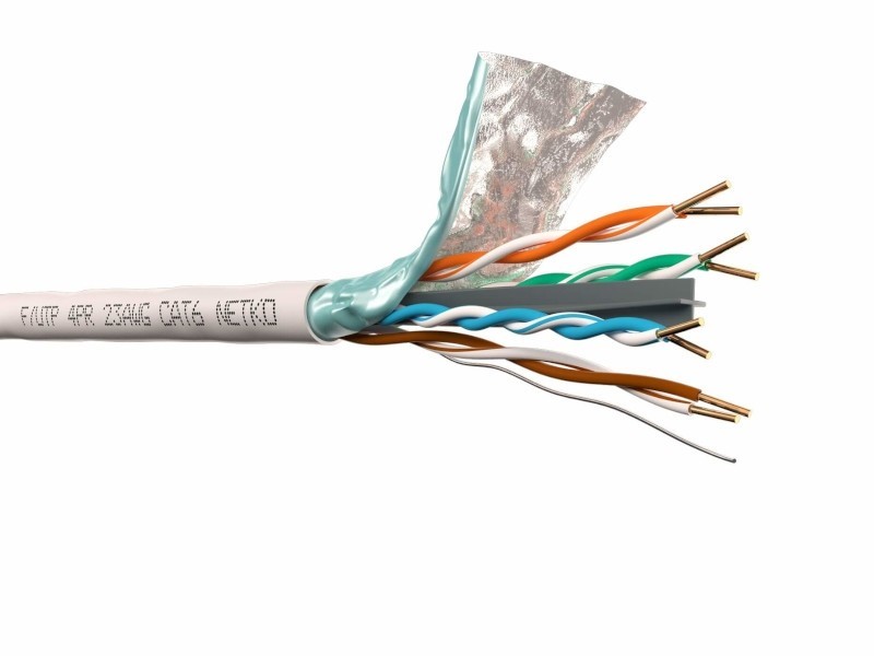 Кабель F/UTP 4 (FTP4 ) cat.6, 4 пары 23 AWG BC, одножильный, экранированный с крестовиной, серый, FLUKE TEST, NETKO Expert СКС 5м