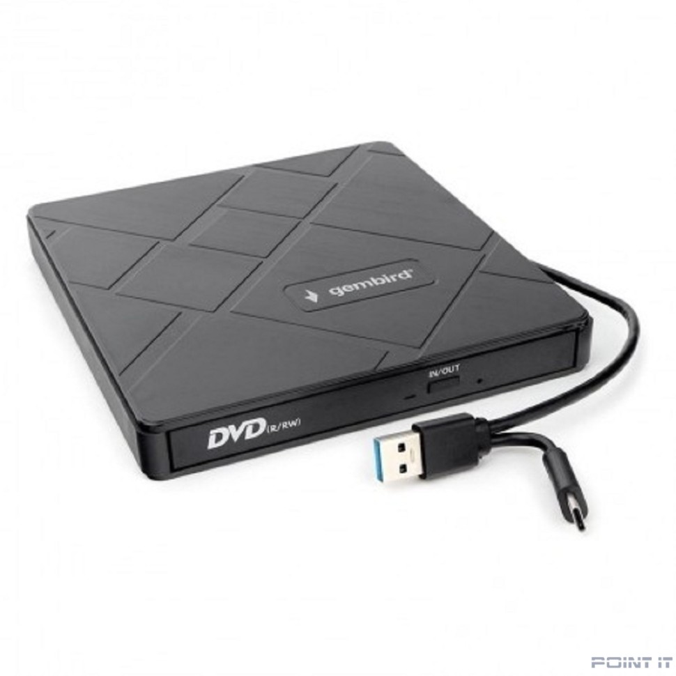 USB 3.0 Gembird DVD-USB-04 пластик, со встроенным кардридером и хабом черный
