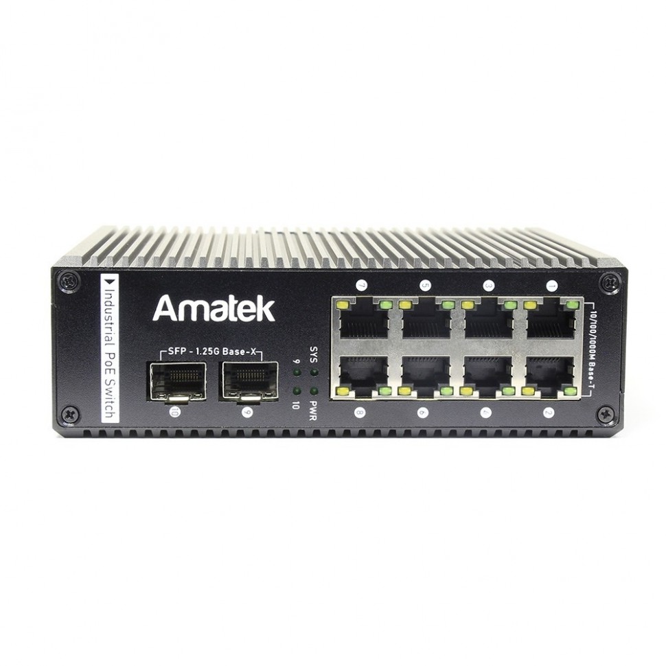 AN-SXGM10P8A - промышленный 10-портовый управляемый гигабитный L2+ коммутатор с PoE до 240Вт