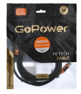 Кабель HDMI (M)/HDMI (M) 1.8M 00-00027308 BLACK GOPOWER