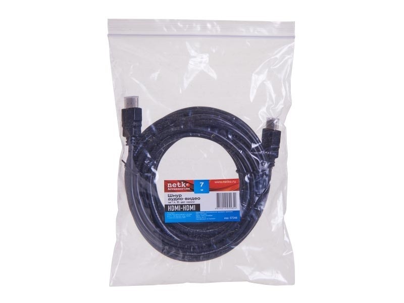 Шнур аудио-видео HDMI-HDMI (1.4, 3D) цвет: золото (7,0м) NETKO Optima