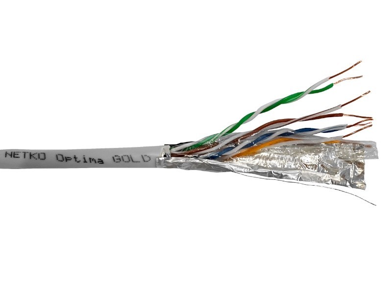 Кабель FTP4 cat.5е, одножильный, экранированный, Cu, Проходит Fluke тест, серый, NETKO Optima Gold 2м