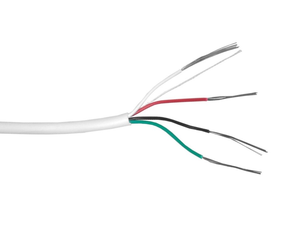 Кабель сигнальный, неэкранированный 4*0.22мм2 (7*0.2мм) 20м, луженый омедненный алюминий, пластиковая катушка, белый NETKO Optima