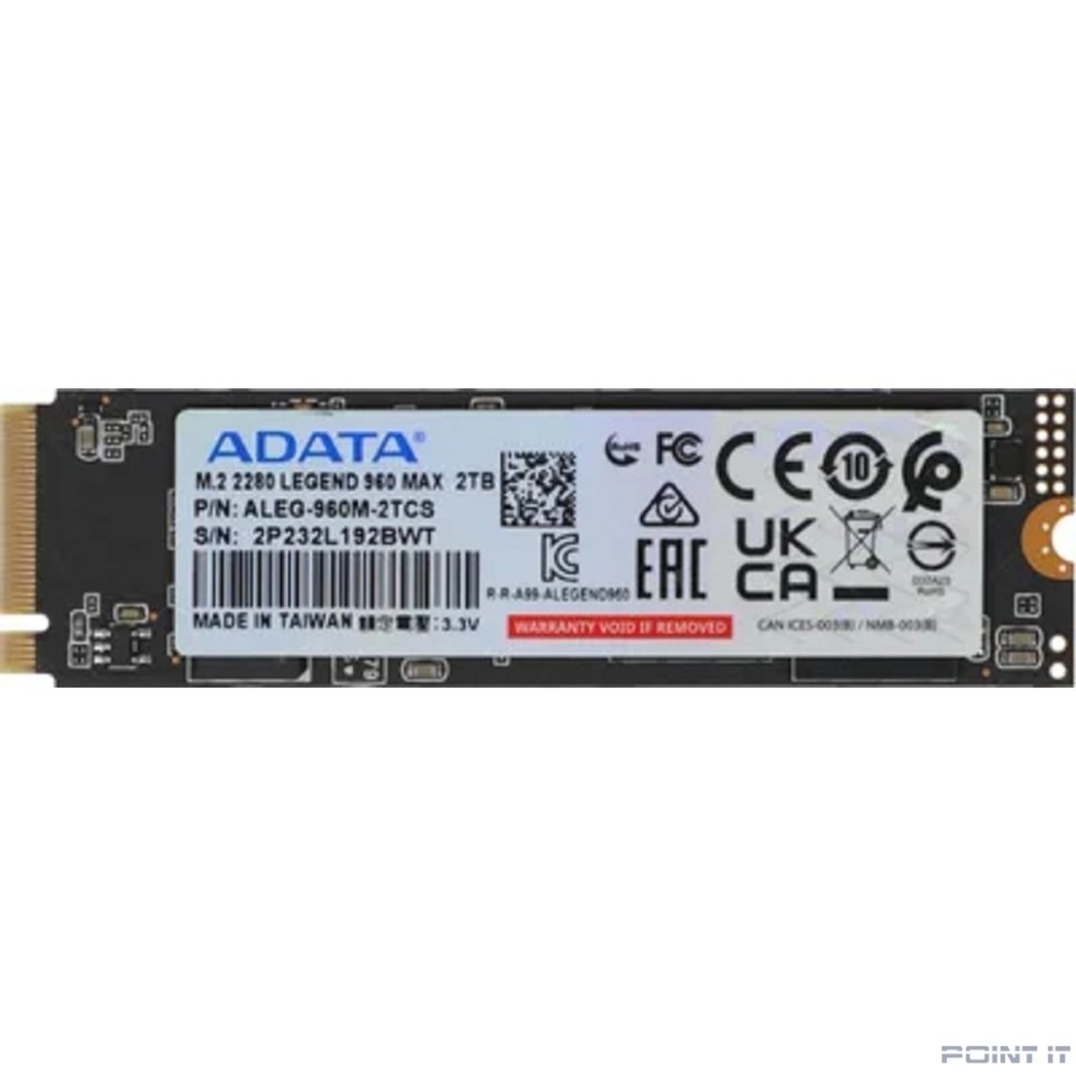 A-DATA SSD 2Tb LEGEND 960 MAX, M.2(22x80mm), NVMe 1.4, PCIe 4.0 x4, 3D NAND, ALEG-960M-2TCS
