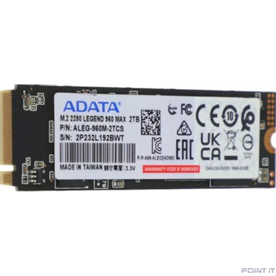 A-DATA SSD 2Tb LEGEND 960 MAX, M.2(22x80mm), NVMe 1.4, PCIe 4.0 x4, 3D NAND, ALEG-960M-2TCS