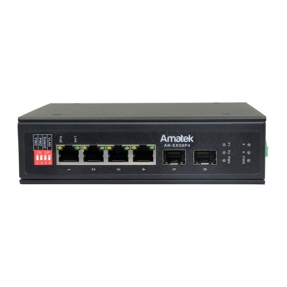 AN-SXG6P4 - промышленный 6-портовый гигабитный коммутатор с HiPoE до 180Вт