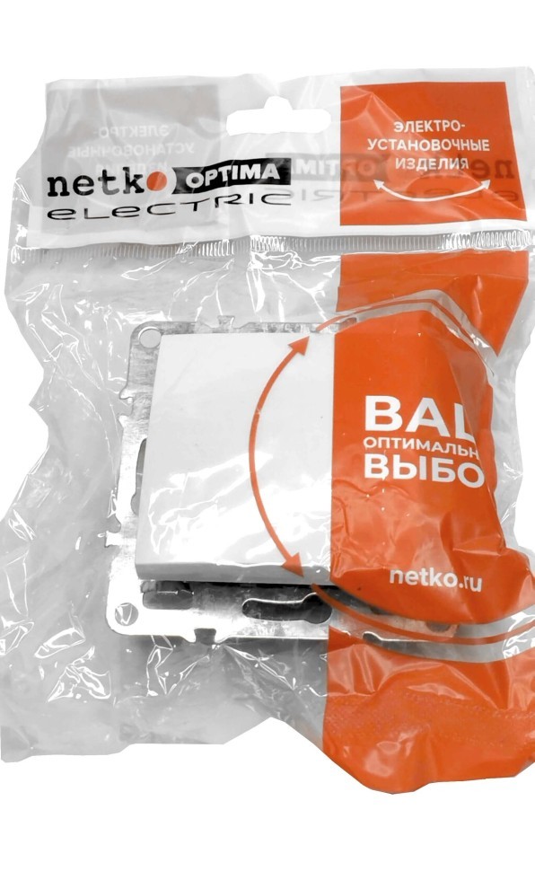 Выключатель одноклавишный, встраиваемый в рамку, 10A, пластик, IP20, цвет белый NETKO Optima Electric 10 шт