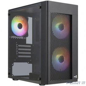 Корпус MiniTower AeroCool HEXFORM-G-BK-v2 (mATX, стекло, сетка, USB3.0x1, USB2.0x2, 3x120mm FRGB fans) (4711099471799)