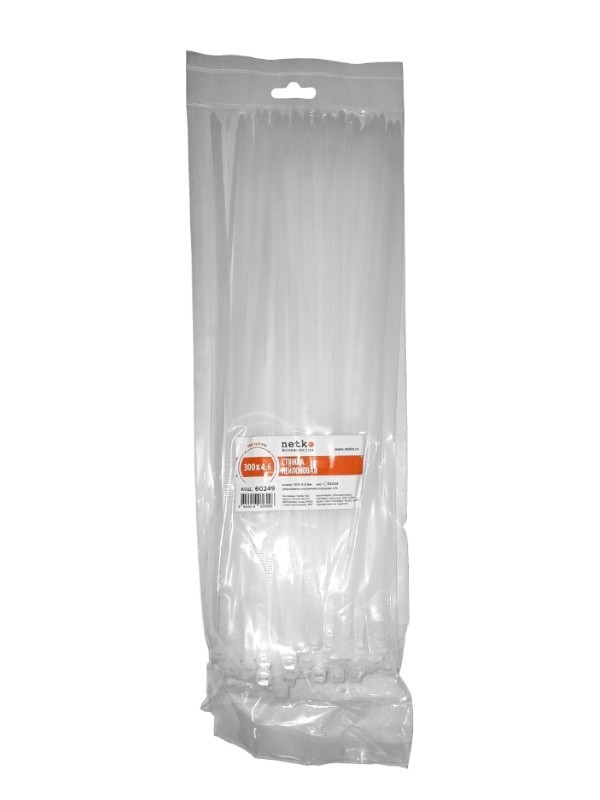 Стяжка нейлоновая 300*4,6 / 100 шт (белая), NETKO Optima SZ