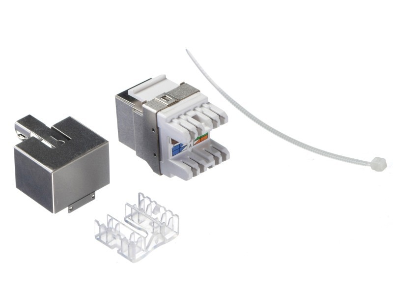 Модуль Keystone экранированный, RJ45, cat.5е, 180°, под инструмент, металлик