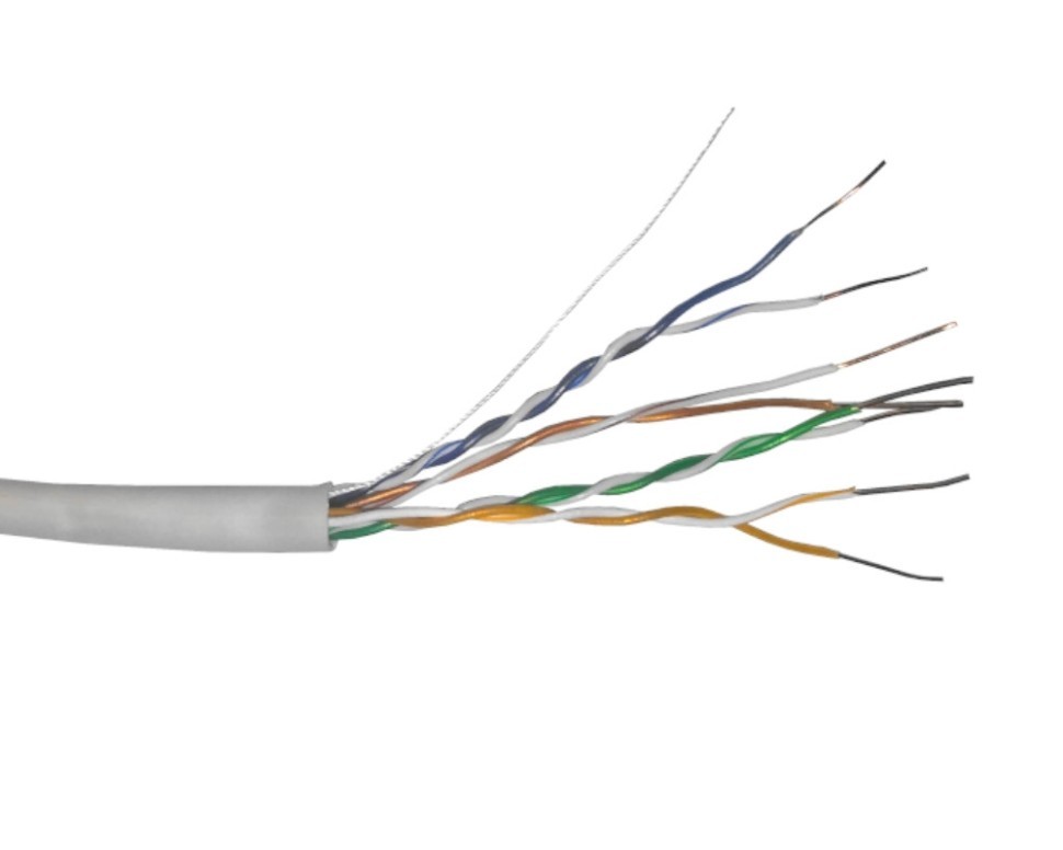 Кабель UTP4 cat.5е, одножильный, Cu, нг(А)-LSLTx - малодымный, низкотоксичный, Проходит Fluke тест, серый, NETKO Optima Silver 40м