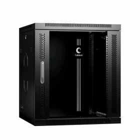  					Шкаф телекоммуникационный настенный 19 12U 600x350x635mm (ШхГхВ) дверь стекло, цвет черный (RAL 9004)				 