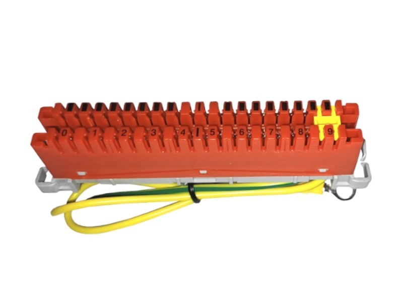 Плинт заземления неразмыкаемый, ABS, 10 пар, металлические контакты, нумерация (0-9), красный NETKO Optima SB
