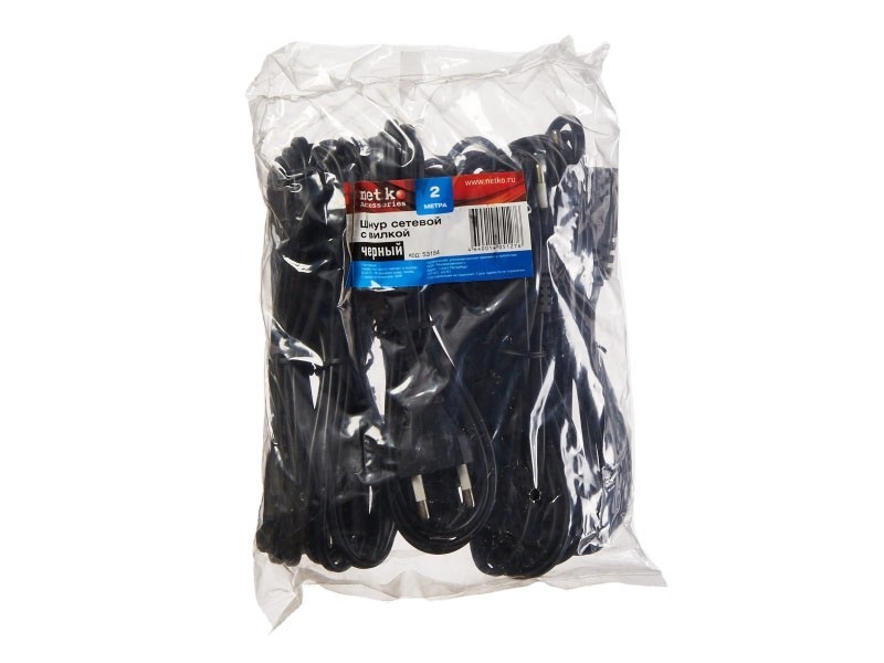 Кабель питания с вилкой 2м, черный, NETKO Optima 10шт