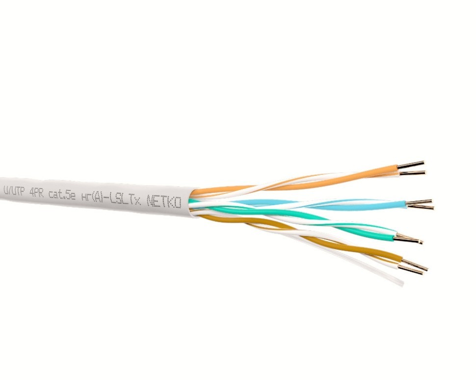 Кабель UTP4 cat.5е, одножильный, Cu, нг(А)-LSLTx - малодымный, низкотоксичный, Проходит Fluke тест, серый, NETKO Optima Silver 50м